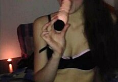 Dildo Squirts While Sucking Cock