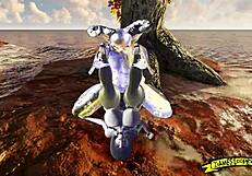 Demons pound that huge ass relentlessly!