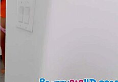 I got caught by my stepsis while watching porn featuring her tanned body and natural tits.