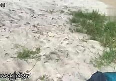 Skinny tattooed brazilian gives intense blowjob by sea