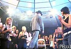 Group sex and cumshot emerges from amateur striptease
