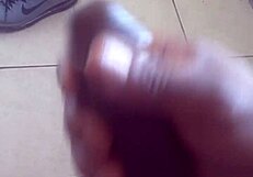 Masturbating huge black monster cock on massage table