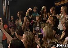 Group sex and cumshot emerges from amateur striptease