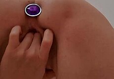 stepsister says, watch me masturbate tight pussy with anal plug close-up