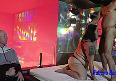 Fucking cuckold's wife's shaved ass without condom, blowjob and doggystyle.