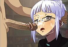 koga akemi deepthroats and takes a facial cumshot in this hentai game