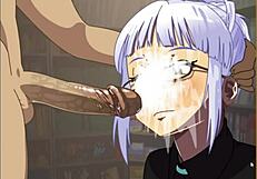 koga akemi deepthroats and takes a facial cumshot in this hentai game
