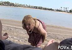 Tiny teen gets rough hardcore blowjob and pov fucking.