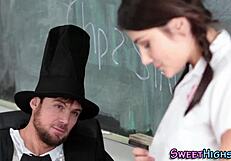 yo, watch this teen get cum dumped hard after sucking!