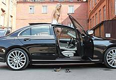 Girl in white shorts outdoors nude