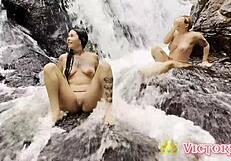 teasing guide at waterfall leads to ass fucking