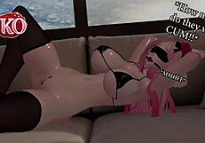 Gagged and Blindfolded, Pussy Vibed on Tape as Cute Cat Girl Awaits Cum