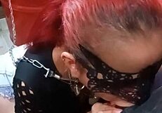 Teen slut drools on cock and vomits