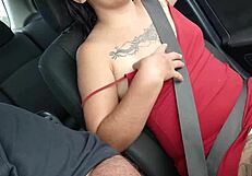 Latina Flashes Tits on Road for Voyeurs