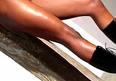 Fit Chocolate Beauty Sucks a Big Black Cock with Passion