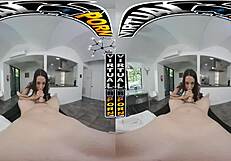 Oiled brunette massage turns steamy for Freya Von Doom in POV.