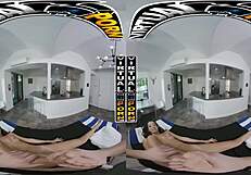 Oiled brunette massage turns steamy for Freya Von Doom in POV.