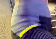 catching big-ass slut in gym masturbating in public bathroom