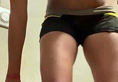 catching big-ass slut in gym masturbating in public bathroom