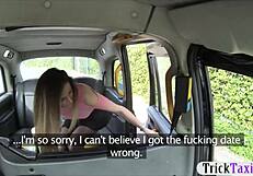 sexy amateur passenger enjoys a public outdoor ride with fingering