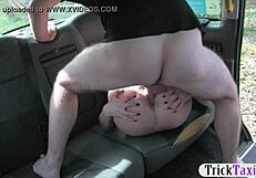 sexy amateur passenger enjoys a public outdoor ride with fingering