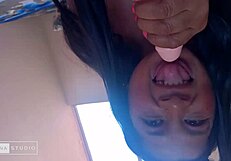 Latina amateur shows off big tits and ass in favorite lingerie at home