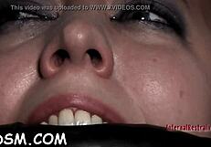 Can you believe this cute blonde slave masturbating with her toy?