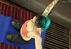 amateur yoga babe strips and cums in this trailer