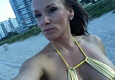 jillian hits the beach in a tiny gold bikini 😍