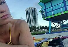 jillian hits the beach in a tiny gold bikini 😍