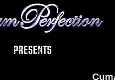 Nasty honey devours cum in wild blowbang facial frenzy