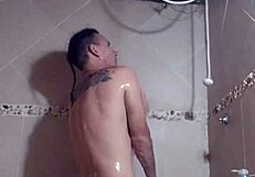 Mexican Woman Masturbates Outdoors In Shower