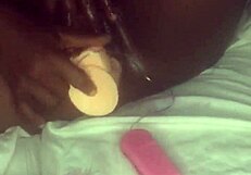 Ride that dildo in your pussy and anal till creampie, she moans during masturbation