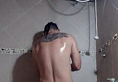 Mexican Woman Masturbates Outdoors In Shower