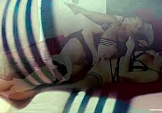 Busty blonde Kyla gets fingered and fucked in missionary position with lingerie on