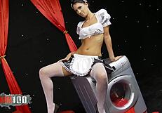 Damn, Cute Skinny Maid Takes Two Big Cocks Hard!