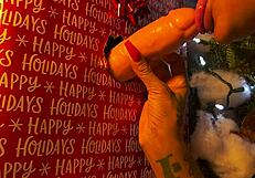 Is this redhead's big tits Christmas gift worth sucking and spitting on?