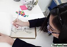 cute teen gives head and gets fucked by her tutor with big cock