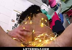 Hot latina milf gets fucked for stealing christmas lights, what a punishment!