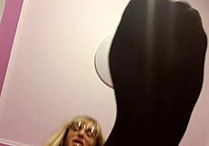 Blonde Femdom Turns Him Into Footstool