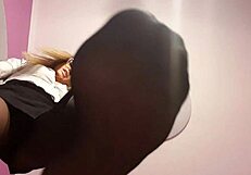Blonde Femdom Turns Him Into Footstool