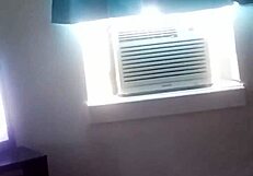 She strips naked, showing her teen brunette ass