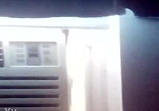 She strips naked, showing her teen brunette ass