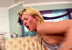 i slipped into sexy lingerie and high heels, then the cute blonde sucked a large dick