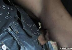 Hey, wanna see this blonde bound in latex outdoors for hardcore domination?