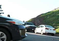 Brunette Slave Sucks Cock in Records Shop BDSM