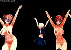 Four Girls With Big Tits Dancing!