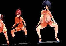 Four Girls With Big Tits Dancing!