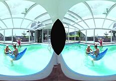 Big Tits Foursome By The Pool!