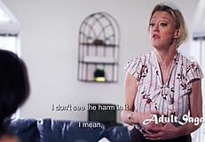 Big tits housewife hosts teen asian lesbian, things get wild!